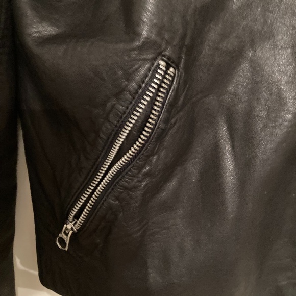 Washed Leather Moto Jacket - Small - TRUE BLACK 89140292 - Picture 8 of 9